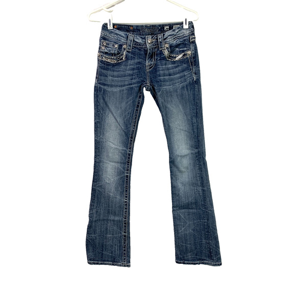 Miss Me Bling Embellished Festival Boot Cut Jeans 26 x 33 JE5836B7L - Picture 1 of 12